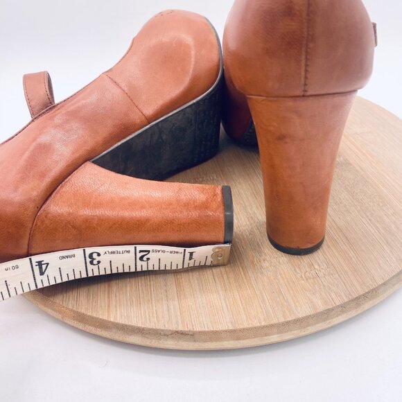 Miz Mooz Heels Womens 10 Brown Leather Mary Jane Platforms Cottage - Picture 9 of 11